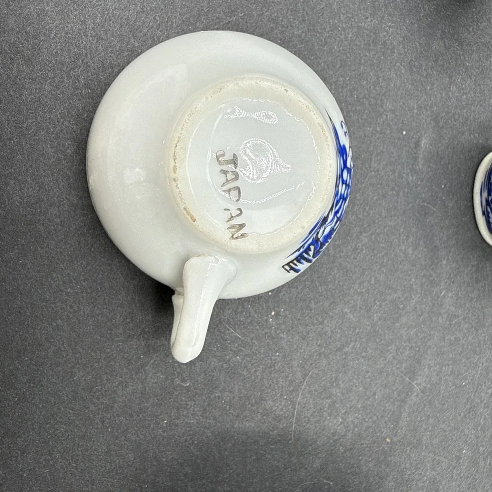 Vtg Japanese Tea Cup‎ Set Miniature with Handles Plates Sugar Made in Japan